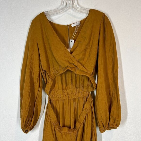 Lush Jumpsuit Cutout Wide Leg Long Sleeve Open Front Medium - Picture 4 of 10